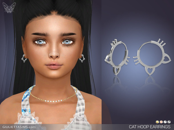 The Sims Resource - Cat Hoop Earrings For Kids
