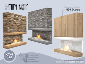 Sims 4 — Film Noir Fireplace by SIMcredible! — by SIMcredibledesigns.com available exclusively at TSR 7 colors variations