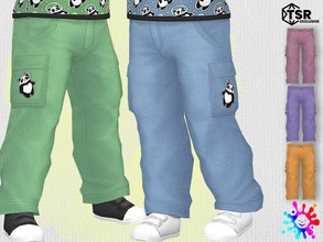 Sims 4 — Toddler Space Panda Cargo Pants by Pelineldis — Five cool cargo pants with space panda print.