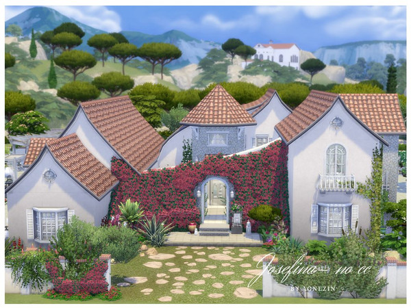 Sims 4 — Josefina-no cc by Agnezin — A residence for a big family, it has 4 bedrooms, 6 bathrooms, sauna, salt cave, TV