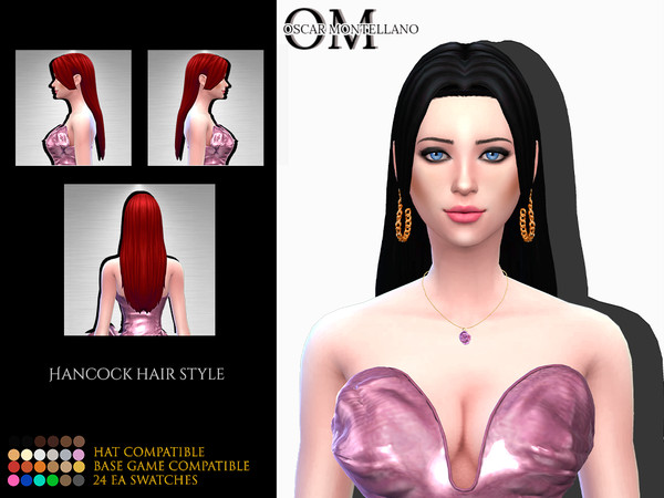 Sims 4 — Hancock Hair Style by Oscar_Montellano — All lods Hat compatible 24 ea swatches BGC