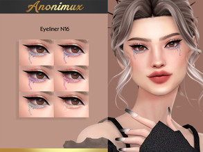 Sims 4 — Eyeliner N16 by Anonimux_Simmer — - 6 Swatches - Compatible with the color slider - BGC - HQ - Thanks to all CC