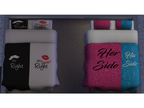 Sims 4 — Couples bedding by nicatnite — His and hers bedding. Bed frame not included.