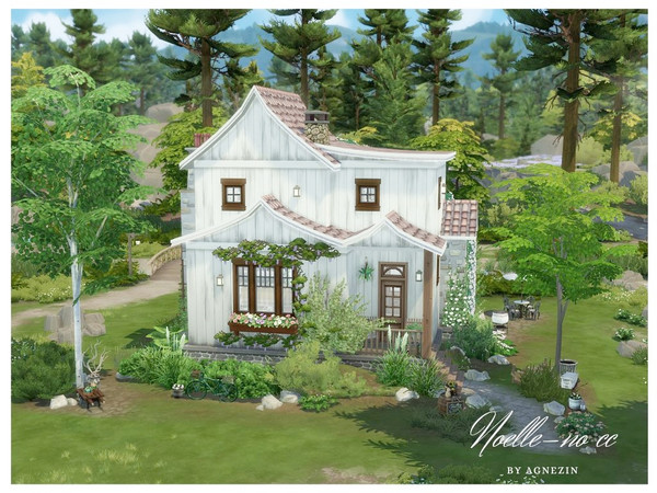 Sims 4 — Noelle-no cc by Agnezin — A tiny country house with one bedroom, one bathroom, a living room with a kitchen and