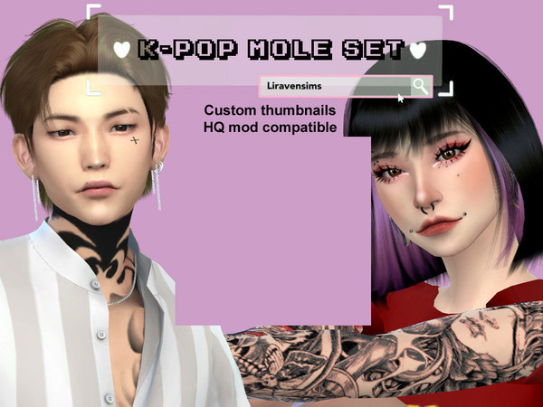 Sims 4 — K-pop Mole Set (ver 2) by liravensims — Another set of K-pop moles! Idols: Rose & Jennie (BlackPink), J-hope