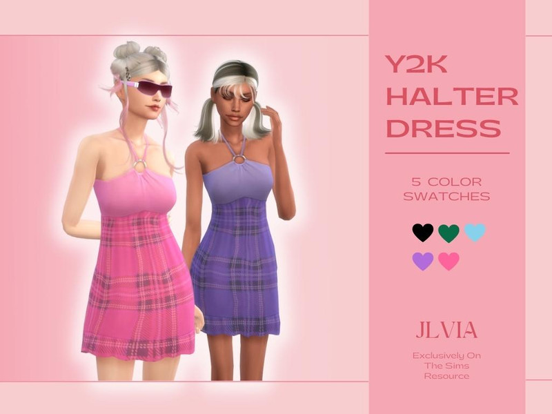 Sims 4 The Sims Resource | Y2k Halter Dress by TSR Creator