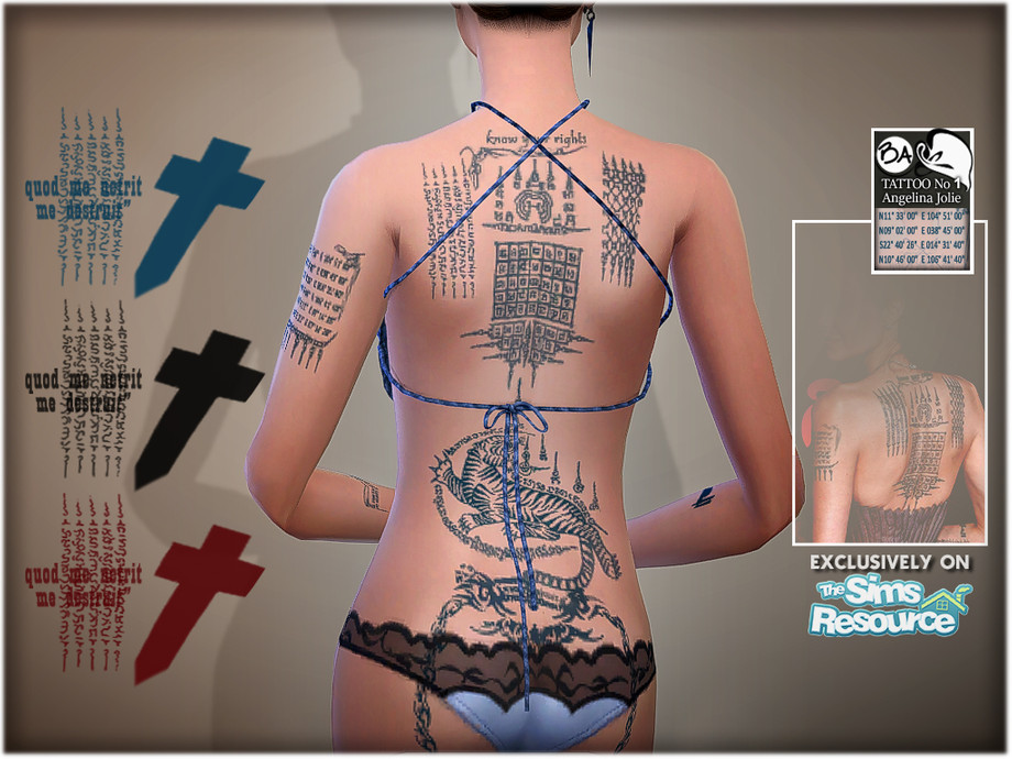 The Sims Resource - Tattoos inspired by Angelina Jolie