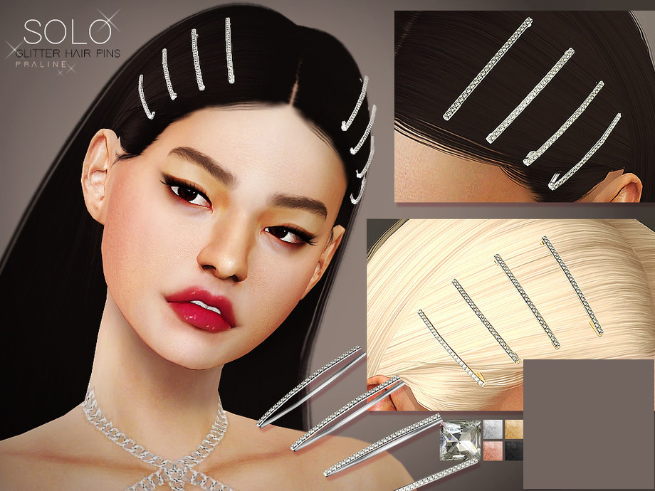 The Sims Resource - Solo Glitter Hairpins