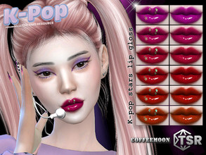 Sims 4 — K-pop stars lip gloss by coffeemoon — 6 color options glitter or no glitter option for female only: teen, young,