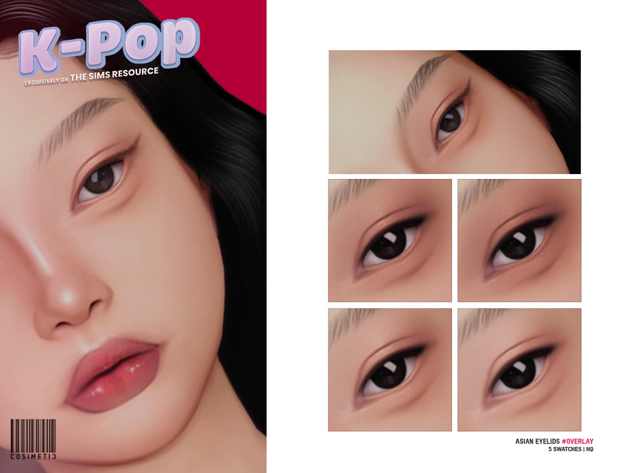 The Sims Resource - K-Pop Asian Eyelids | Overlay Version | N1