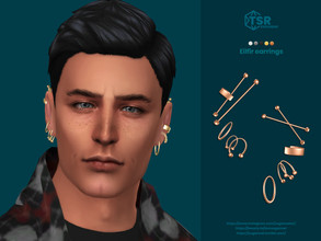 Sims 4 — Eilfir earrings by sugar_owl — Multiple earrings with industrial piercing for male and female sims. 5 swatches: