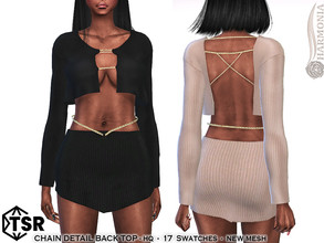 Sims 4 — Chain Detail Back Top by Harmonia — New Mesh All Lods 17 Swatches HQ Please do not use my textures. Please do