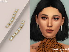 Sims 4 — Villain Earrings by christopher0672 — This is a super chic pair of dangling baguette diamond chain earrings. 8
