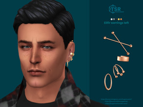Sims 4 — Eilfir earrings left by sugar_owl — Multiple earrings with industrial piercing for male and female sims. Left