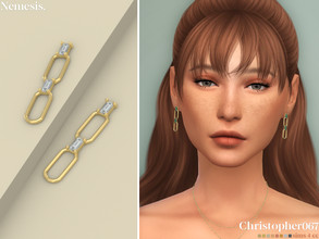 Sims 4 — Nemesis Earrings by christopher0672 — This is a super elegant pair of metal chain earrings linked with baguette