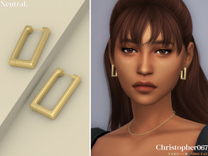 Sims 4 — Neutral Earrings by christopher0672 — This is a simple pair of big chunky square hoop earrings. 8 Colors New