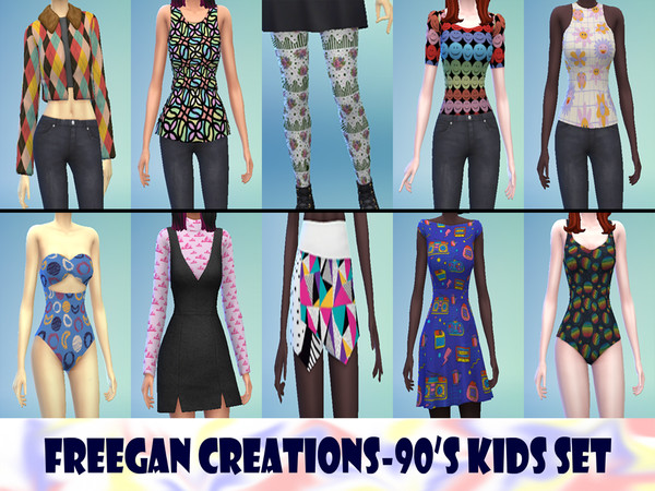 Sims 4 — 90s Kids Set by FreeganCreations — Here's to us! Tell 'em that we do it for the '90s kids! Hey Hello, My Dear