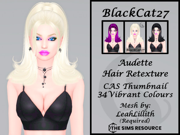 Sims 4 — LeahLillith Audette Hair Retexture (MESH NEEDED) by BlackCat27 — A medium length hairstyle, with a section