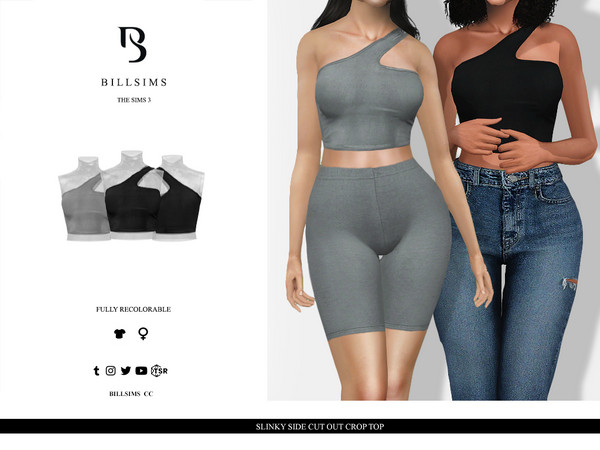 The Sims Resource - Long Sleeve Mesh Crop Top