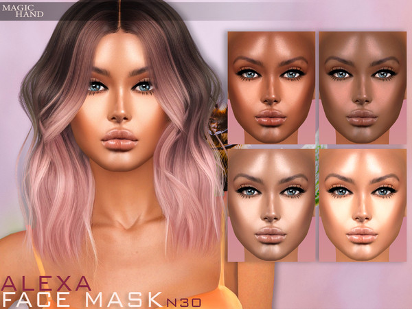 Sims 4 — [Patreon] Alexa Face Mask N30 by MagicHand — Glowing face mask in 5 skin color variations - HQ Compatible.