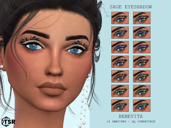 Sims 4 — Sage Eyeshadow [HQ] by Benevita — Sage Eyeshadow HQ Mod Compatible 14 Swatches I hope you like!