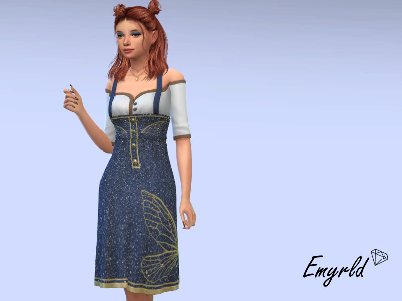 Sims 4 Glittery Fairy Wings Dress (requires Realms of Magic) by Emyrld