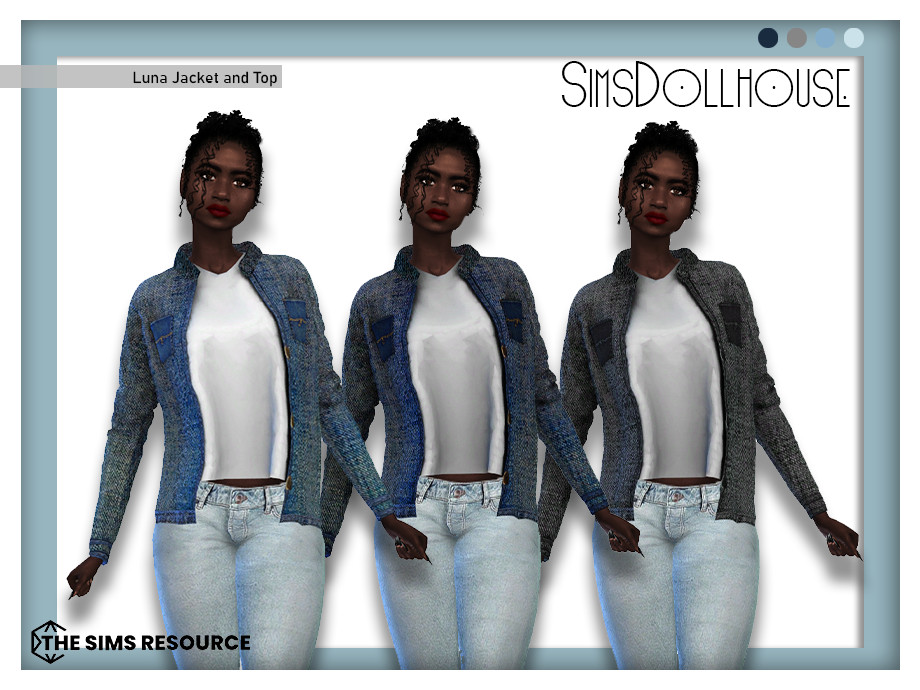 The Sims Resource - Luna Denim Jacket and Top