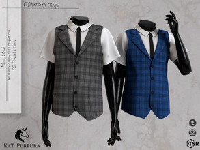 Sims 4 — Olwen Top by KaTPurpura — Boys Stylish Waistcoat with Short Sleeve Shirt and Tie