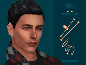 Sims 4 — Eilfir earrings right by sugar_owl — Multiple earrings with industrial piercing for male and female sims. Right