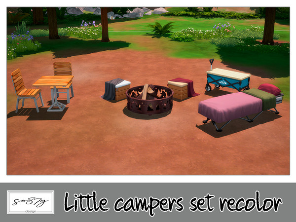 Sims 4 — Little campers set recolor by so87g — - Little campers campfire: cost: 350$, 7 colors, you can find it in