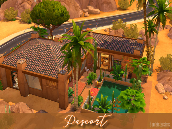 Sims 4 — Pascort by soulsistersims — Modern and cozy house in Oasis Springs - Sandtrap Flat - 92.360 - 30x20