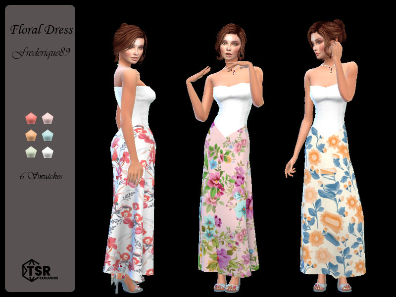 Sims 4 The Sims Resource | Floral Dress by Frederiqu89 by TSR Creator