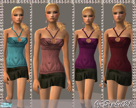 Sims 2 — SO_Collection_131 by Sophel21 — mini satin skirt with halter top for your posh adult sims ***REQ. "Mesh 031