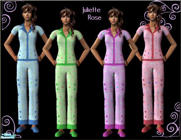 Sims 2 — Polka Dot PJs by JulietteRose — Set of four pjs