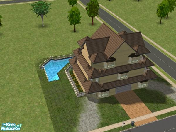 Sims 2 — Big And Cheap by blueoceanwind — This is my first house. This one has a garage in it. It's big and i have tried