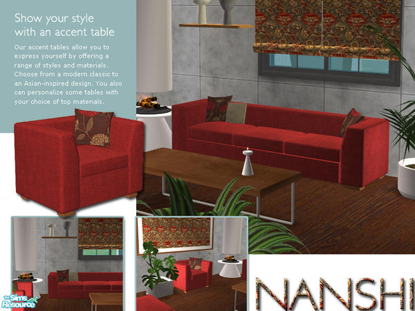 Sims 2 — W Morris living - 3 seater sofa by Nanshi — Based on Padre's stunning Organic living room set here at TSR. You