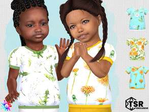 Sims 4 — Toddler Dandelion Bubble Blouse by Pelineldis — Five cute blouses with dandelion prints.