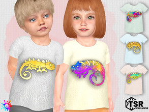 Sims 4 — Toddler ChameleonTee by Pelineldis — Five cute t-shirts with colorful chameleon prints