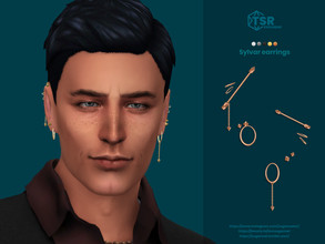 Sims 4 — Sylvar earrings by sugar_owl — Multiple earrings with industrial piercing for male and female sims. 5 swatches: