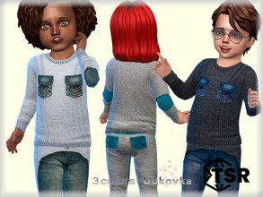 Sims 4 — Sweater Denim  by bukovka — Sweater for toddlers of both sexes, boys and girls. It is installed independently, 4