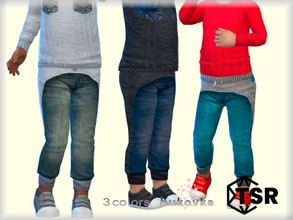 Sims 4 — Pants Denim by bukovka — Pants for toddlers of both sexes, boys and girls. Installed autonomously, 3 color