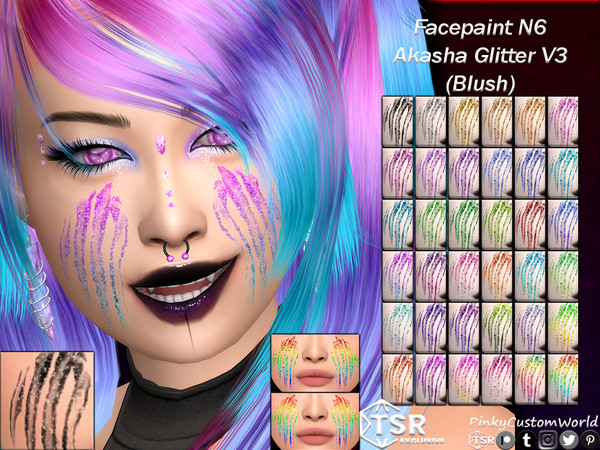 Sims 4 — Facepaint N6 - Akasha Glitter V3 (Blush) by PinkyCustomWorld — My last halloween treat this year. Here we got a