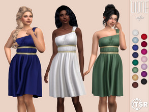 Sims 4 — Dione Dress by Sifix2 — A short asymmetric ancient era-inspired dress. Comes in 15 colors for teen, young adult