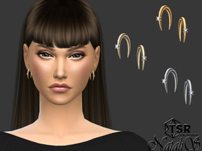 Sims 4 — Unisex diamond open hoop earrings by Natalis — Unisex diamond open hoop earrings. 5 color options. Male- female