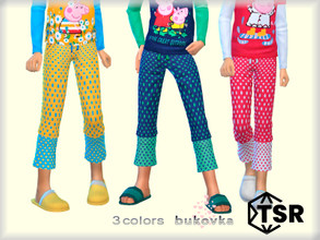 Sims 4 — Pants Peppa Pig  by bukovka — Pants for girls, kids. Installed autonomously, suitable for the base game. 3 color