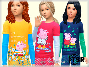 Sims 4 — Top Peppa Pig  by bukovka — T-shirt for children, girls only. Installed standalone, suitable for the base game.