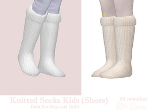 Sims 4 — Knitted Socks Kids (Shoes) by Dissia — Under the knee knitted chunky very warm socks as shoes for children :)