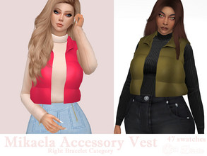 Sims 4 — Mikaela Accessory Vest by Dissia — Puffy accessory vest in many colors! :) Available in 47 swatches Right
