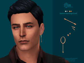 Sims 4 — Sylvar earrings left by sugar_owl — Multiple earrings with industrial piercing for male and female sims. Left