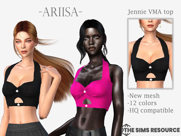 Sims 4 — Jennie VMA top by ARIISA_26 — 12 swatches custom thumbnail original mesh